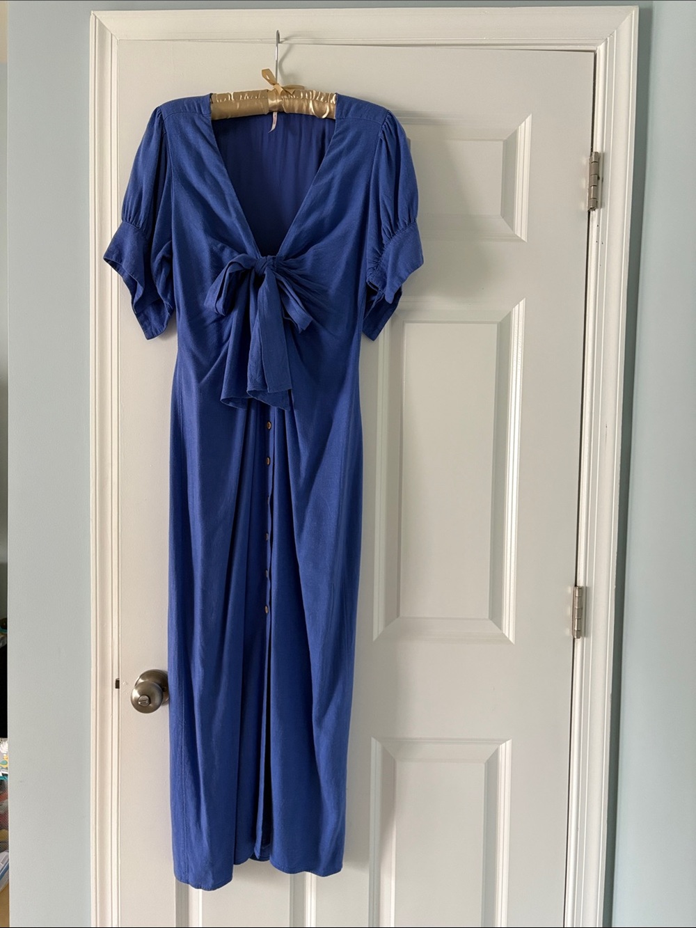 Free People Cobalt Blue Tie-Front Midi Dress